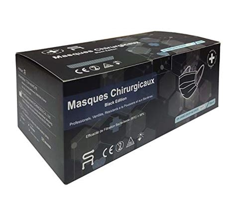 5RMED 50 Schwarze Chirurgische Op Masken Black Edition EN14683 TYP