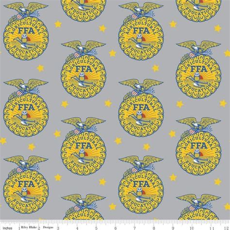 Ffa Emblems And Stars On Gray Fabric Ffa Forever Blue Etsy