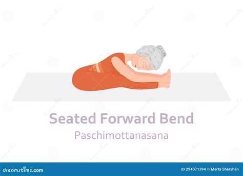 Seated Forward Bend Yoga Pose Paschimottanasana Elderly Woman