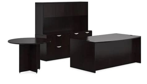 Discover Premium Zero Waste Espresso Bow Front Desk With Credenza And