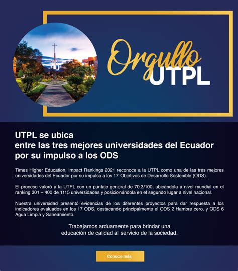 UTPL Se Ubica Entre Las Tres Mejores Universidades Del Ecuador Por Su