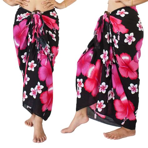 Hawaiian Sarong 5 Ways To Wear Red Hibiscus Black
