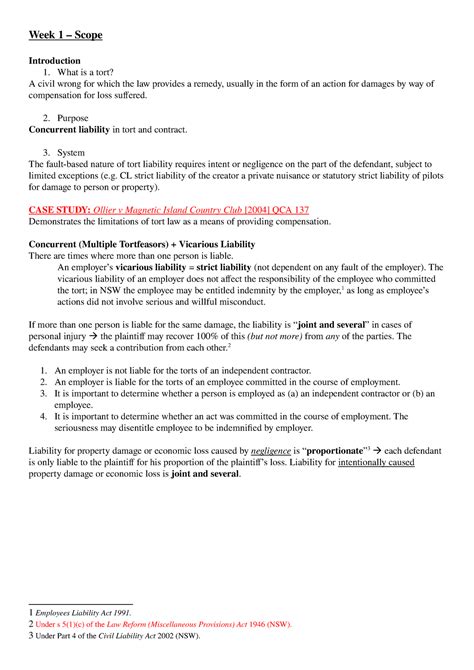 Introduction To Torts Week 1 Scope Introduction 1 What Is A Tort