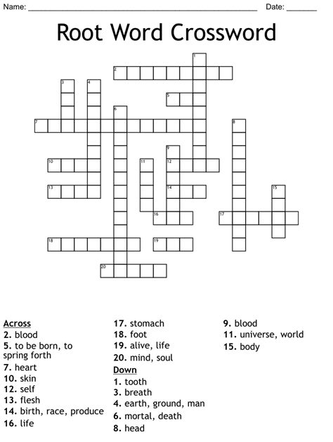 Root Word Crossword Wordmint