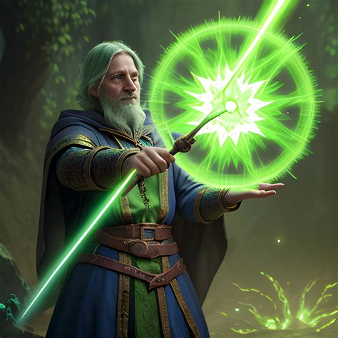 Mage Casting A Spell Mage Casting A Green Laser 8k High Resol