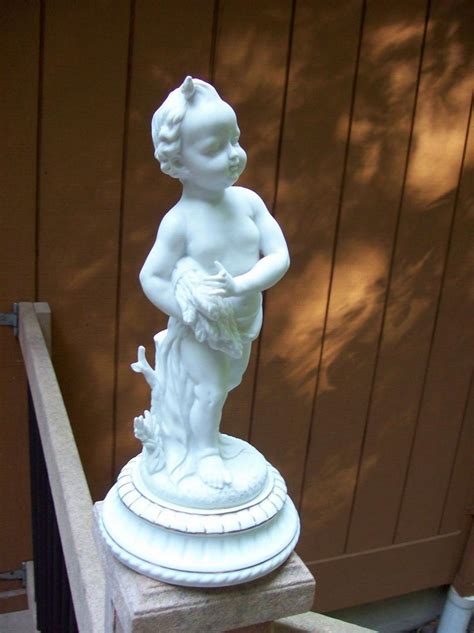 Antique Vintage Parian Ware Standing Naked Cherub Putti Boy Holding