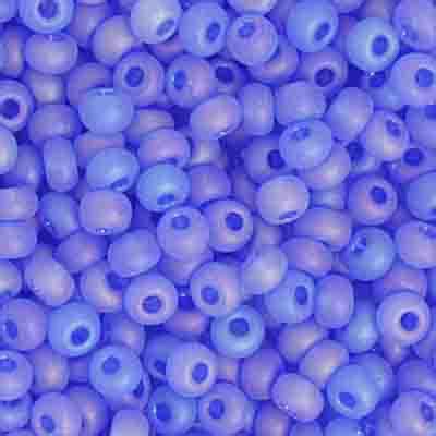 2 0 Czech Seed Bead Frosted Transparent Light Sapphire Blue AB