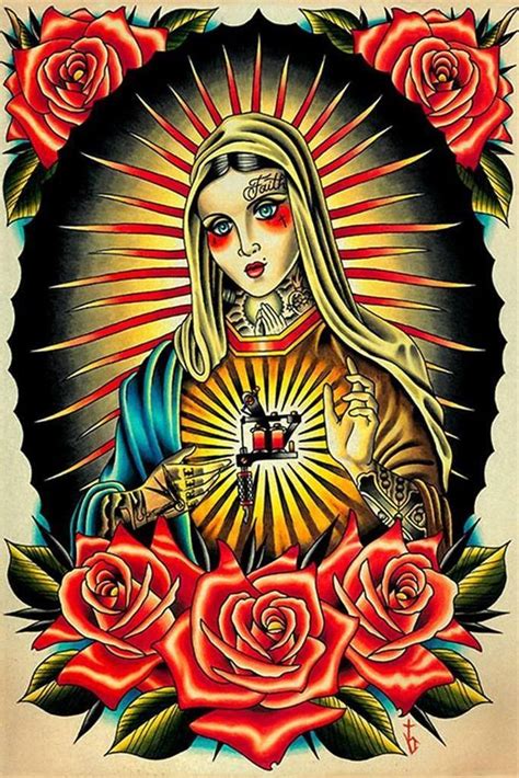 Virgin Mary Tattoo Drawing