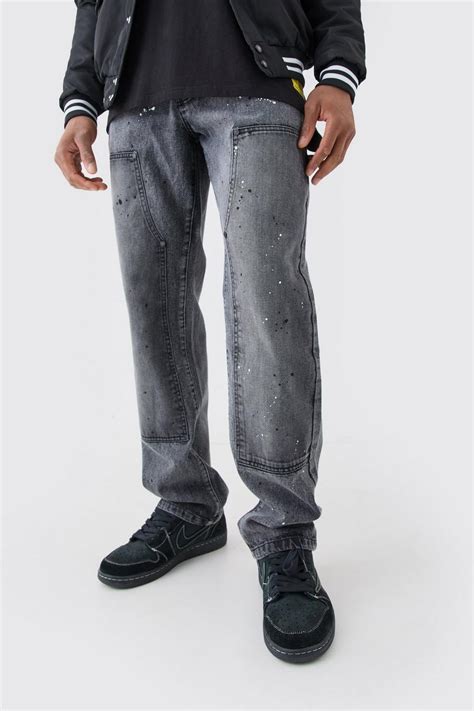 Relaxed Rigid Carpenter Acid Wash Jeans Boohoo Uk