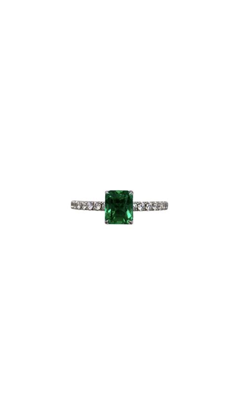 Solitaire Emerald Cut & Diamond Ring – Alpine Green