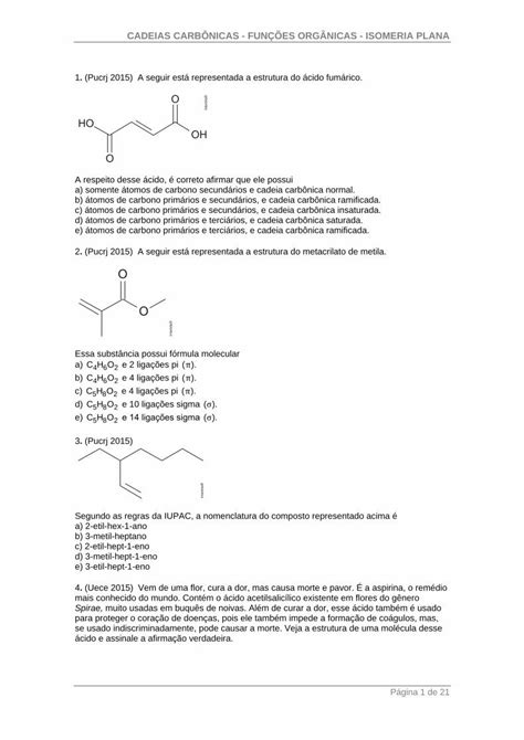 Pdf Isomeria Plana Epercurso Br Cadeias Carb Nicas Fun Es