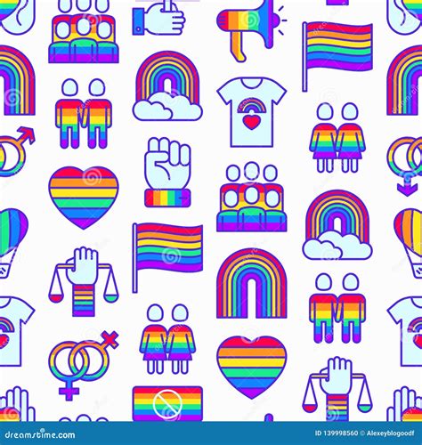 Lgbt Seamless Pattern With Thin Line Icons Stock Vector Illustration Of Homosexual Freedom