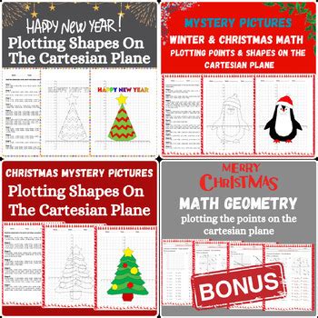 Christmas Winter New Year Plotting Points On The Cartesian Plane Bundle