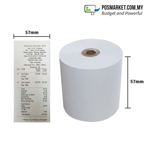 Thermal Paper Roll 57mm X 50mm 10 Rolls POSMarket POS System