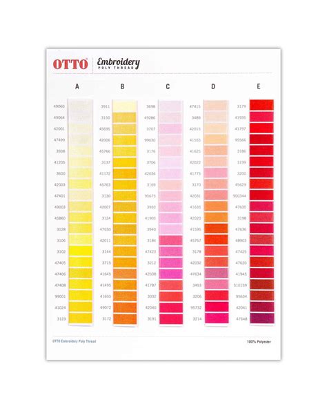 OTTO 72 746 Otto Embroidery Poly Thread Color Card Veetrends