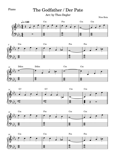 The Godfather (Main Theme) by Nino Rota - Piano Method - Digital Sheet Music | Sheet Music Plus