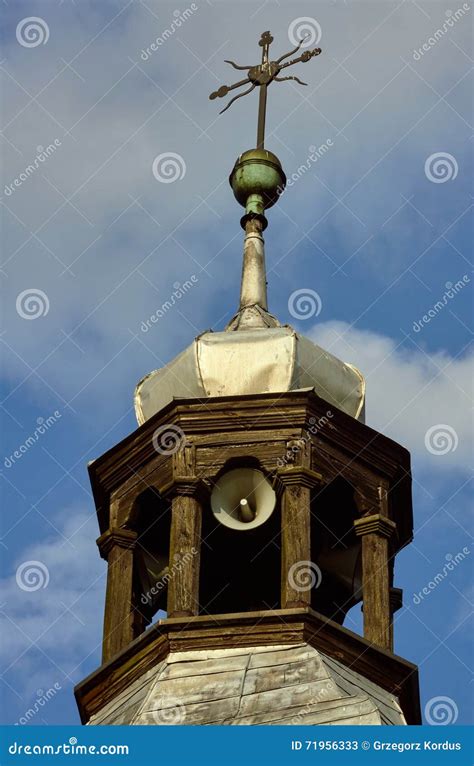 Torre De Sino Um Megafone Na Igreja De Madeira Imagem De Stock