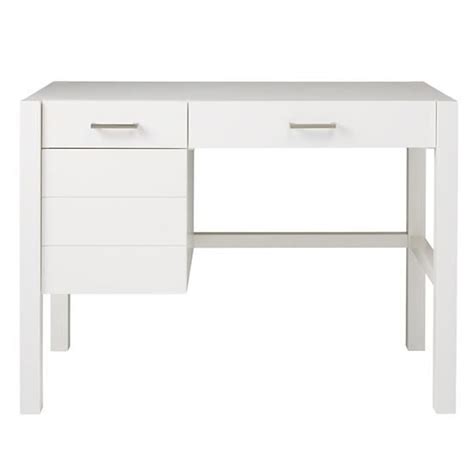 a white desk with two drawers and one drawer on the top, in front of a ...