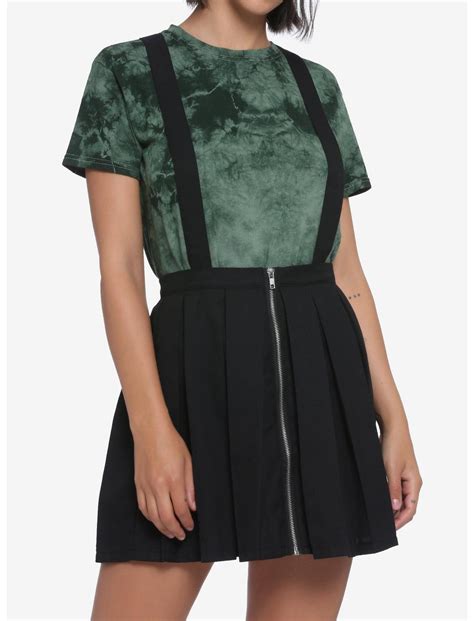 Black Pleated Suspender Skirt Hot Topic