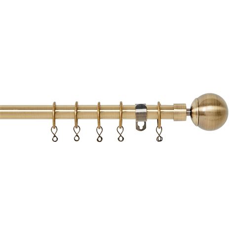 Extendable Ball Finial Curtain Pole Antique Brass M Mm