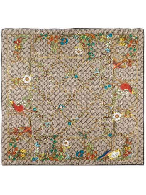 Gucci Floral Print Silk Scarf Farfetch