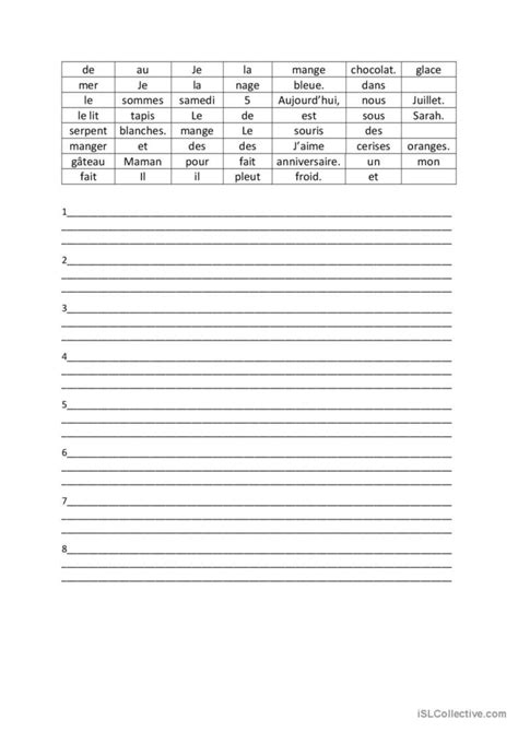 Ft Phrases Simples Reconstituer Fran Ais Fle Fiches Pedagogiques