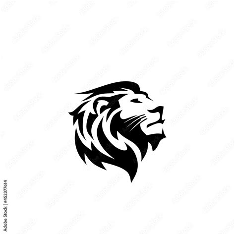 Black and white lion logo with a simple design Stock Vector | Adobe Stock