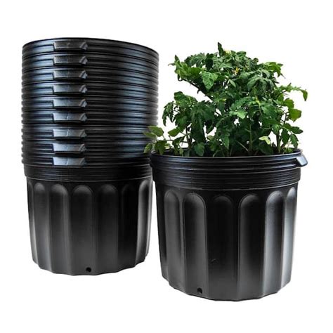 Viagrow 14 In Dia Black Black Plastic 7 Gal Nursery Pots 10 Pack Vhpp700 10 The Home Depot