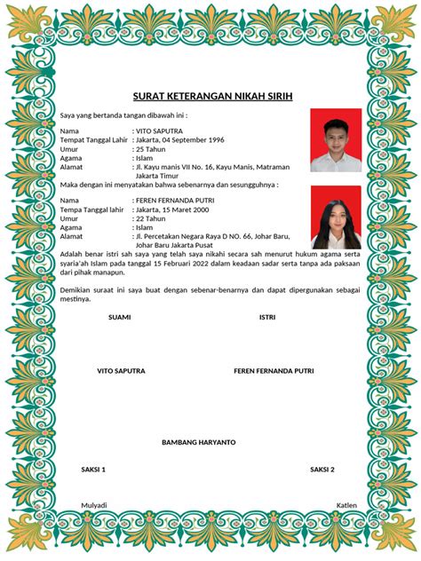 Surat Keterangan Nikah Sirih Pdf