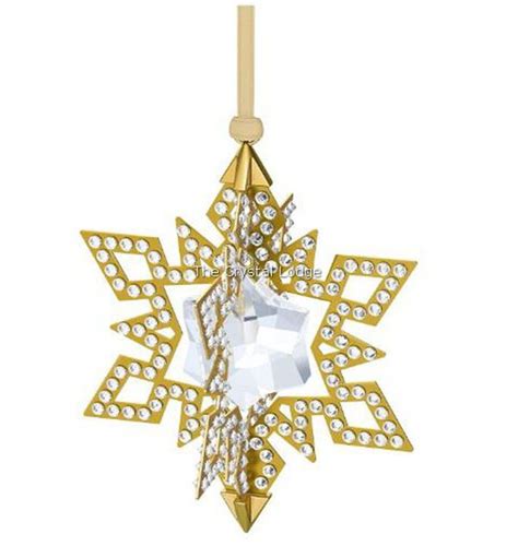 Swarovski Christmas Ornament Star Gold Tone 5135809 The Crystal Lodge