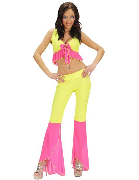 Disfraz Disco Sexy Fluo Amarillo Y Rosa Mujer Disfraces Adultos Y