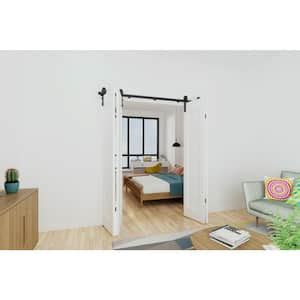 Quiet Glide 63 In Black Single Bi Fold Sliding Barn Door Track And