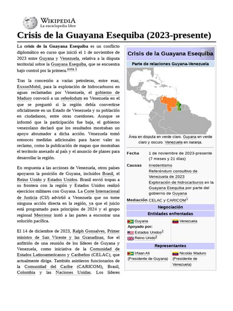 Crisis De La Guayana Esequiba 2023 Presente Pdf Venezuela