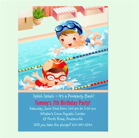 Free 22 Beautiful Swimming Party Invitation Designs In Psd Vector