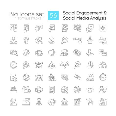 Premium Vector Social Media Engagement Linear Icons Set