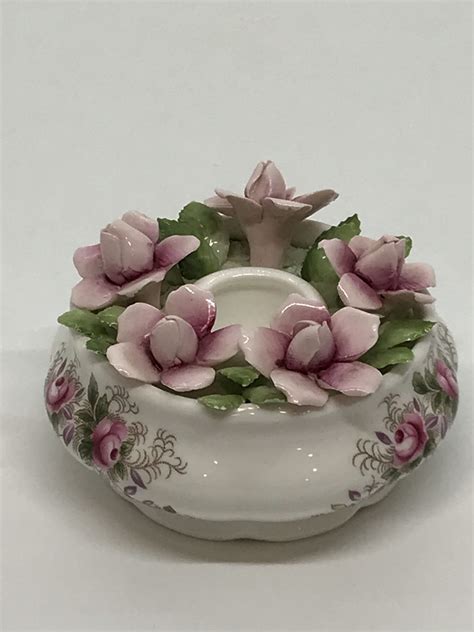 Royal Albert Lavender Rose Bone China Candle Holder Vintage Keepsakes