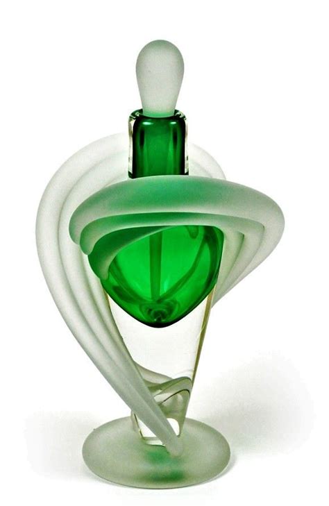 Thomas Kelly Emerald Green Perfume Bottle Envelops By Sandblasted Glass