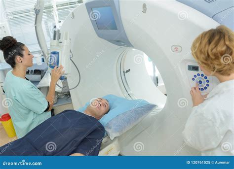 Male Patient Undergoing Test At Ct Scanner Machine Stock Image Image