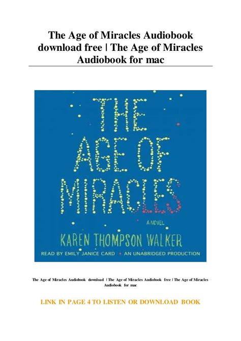 The Age of Miracles Audiobook download free | The Age of Miracles ...