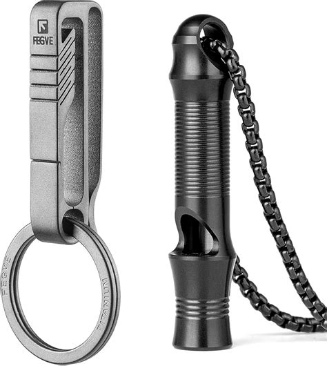 Amazon TISUR Belt Key Clip Titanium Emergency Whistle Sports