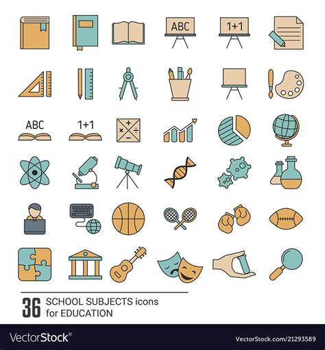 School Subjects Icon Set School Subjects Icon Set Vector Image On