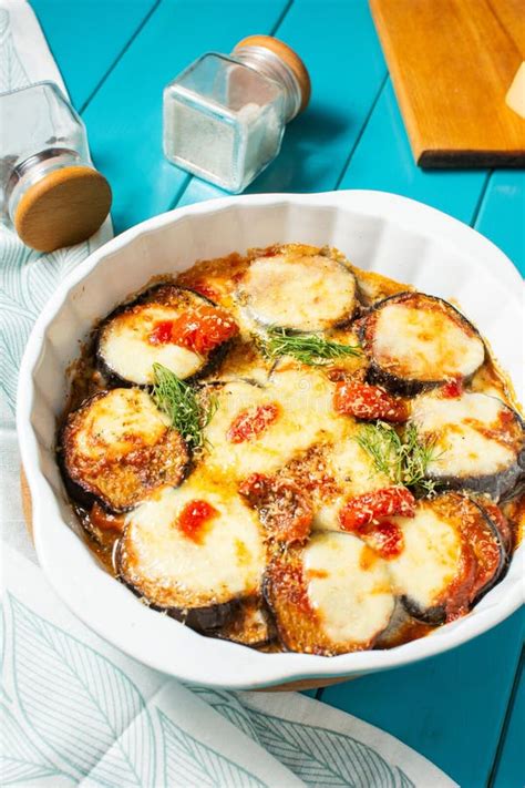 Italian Dinner With Homemade Baked Eggplant Parmigiana Di Melanzane