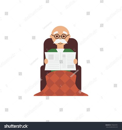 Illustration Grandfather Reading Newspaper เวกเตอรสตอก ปลอดคา