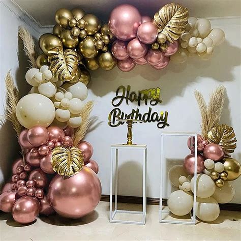 Rose Gold Balloon Garland Arch Kit Bal Es De L Tex Met Lico Anivers Rio