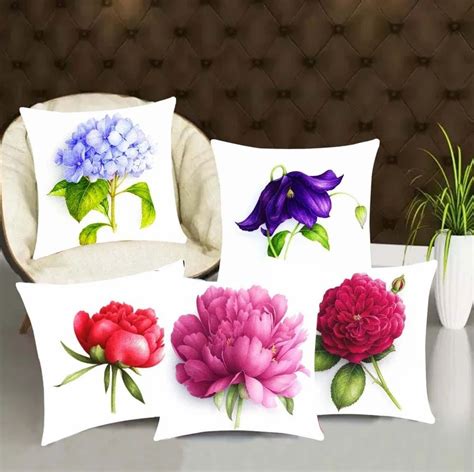 Multicolor Hand Painted Digital Print Cushion Cover Set Of 5pc Size