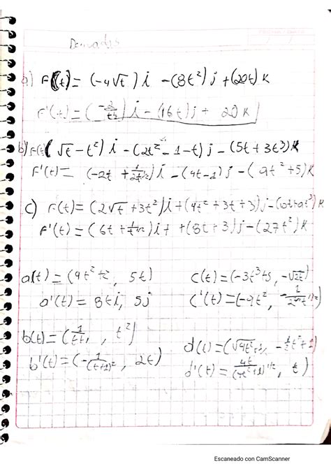 Derivada E Integral De Una Función Vectorial Cálculo Vectorial Studocu