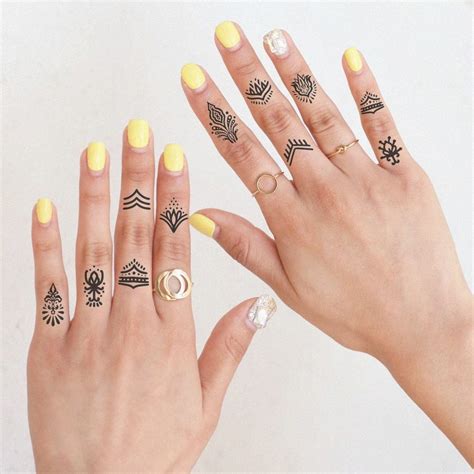 Glam Finger Tattoos Set Women Finger Tattoos Lady Finger Tattoos