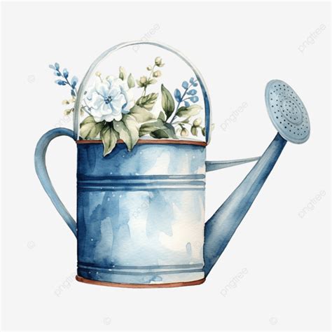 Watercolor Watering Can Clipart, Watering Can, Flower, Garden PNG ...