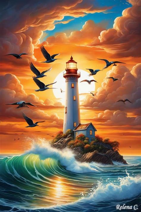 Pinterest Landscape Art Painting Lighthouse Painting Lighthouse