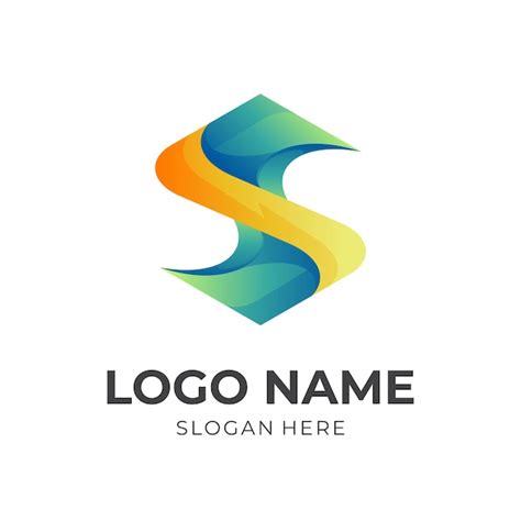 Vector De Logotipo De Letra S Con Estilo De Color Amarillo Y Verde 3d